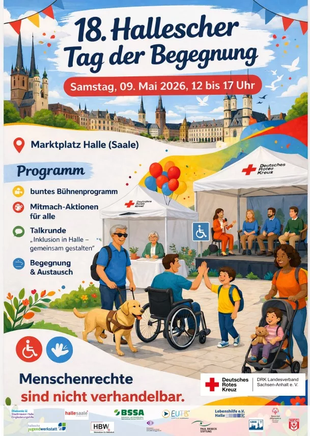 Plakat des Halleschen Tag der Begegnung am 09. Mai