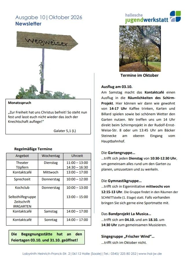 Bild Seite 1 Newsletter Labyrinth Oktober
